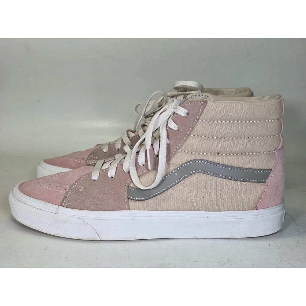 Vans Sk8-Hi Men's Sneakers Size 10 UK 9 Pink Beige Suede Canvas Skate High Shoes